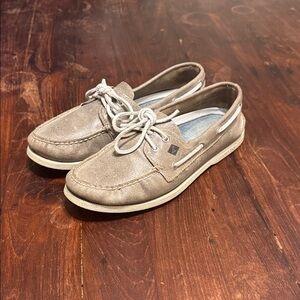 Grey leather Sperry Top-Siders, Sz 10.5